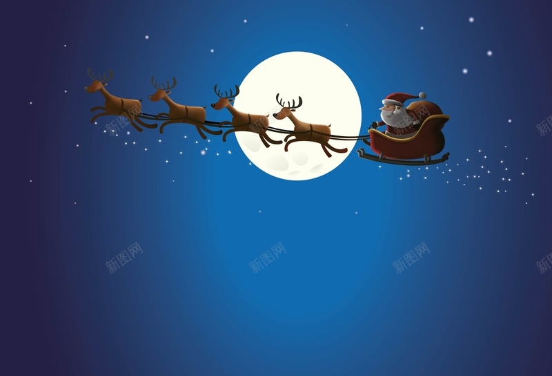 矢量卡通圣诞老人雪橇背景ai设计背景_88icon https://88icon.com 剪影 卡通 圣诞老人 圣诞节 手绘 拉雪橇 月夜 海报 矢量 童趣 背景 蓝色 驯鹿 矢量图