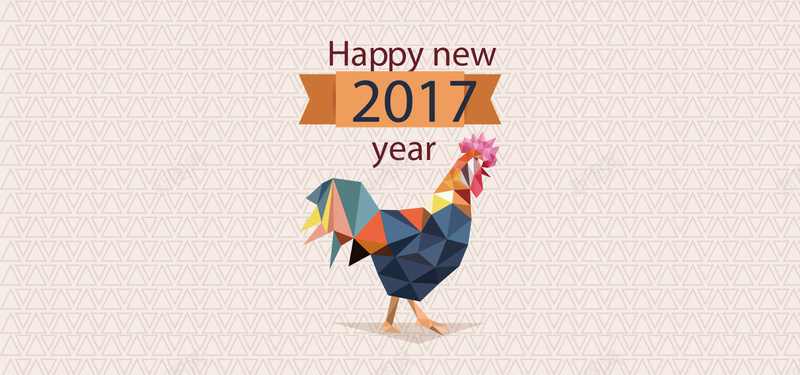 多边形公鸡背景的新年背景矢量图背景