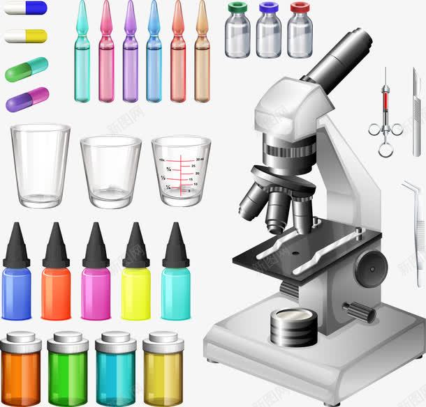 彩色器皿与显微镜png免抠素材_88icon https://88icon.com 卡通显微镜 器皿 彩色器皿 显微镜 矢量显微镜