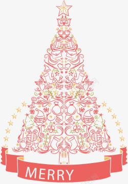 手绘装饰线条圣诞树素材