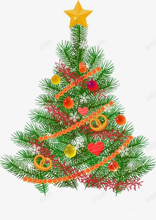 圣诞节绿色圣诞树png免抠素材_88icon https://88icon.com 圣诞球装饰 圣诞节 星星装饰品 绿色圣诞树 绿色松叶 黄色星星