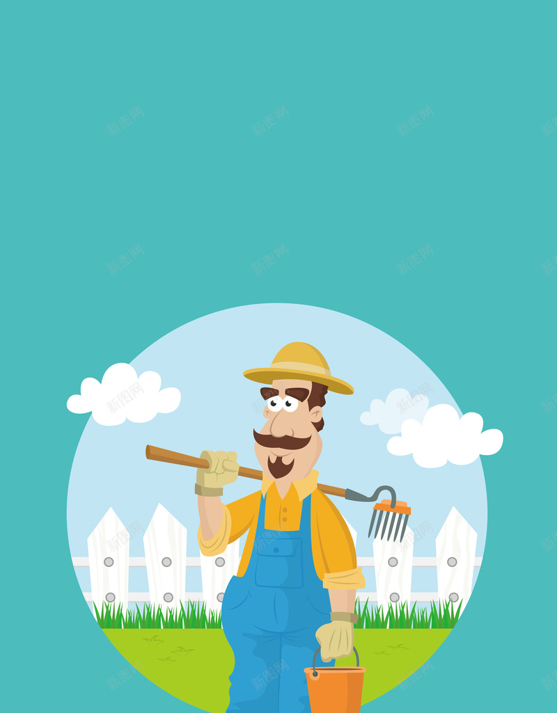 卡通可爱农夫工作海报背景矢量图ai设计背景_88icon https://88icon.com 农夫 卡通 可爱形象 小清新 工作 开心 插画 海报 白云蓝天 矢量 素材 背景 草地 矢量图