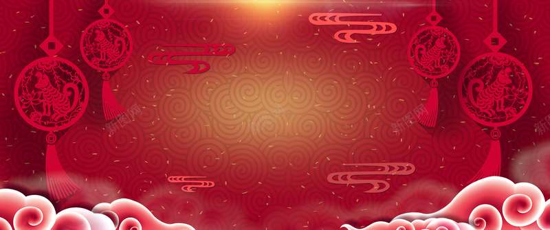 庆祝新春大吉红色中国红bannerpsd设计背景_88icon https://88icon.com 2018 2018年 吉犬贺岁 天狗保平安 狗年 狗年台历 狗年吉祥 狗年年会展板 狗年行大运