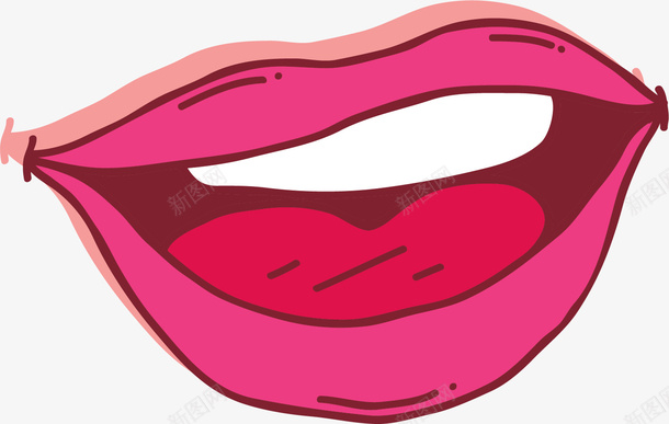卡通手绘红色的嘴唇png免抠素材_88icon https://88icon.com 创意 动漫动画 卡通手绘 嘴巴 牙齿 红色的嘴唇