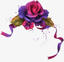 卡通手绘紫色的玫瑰花素材
