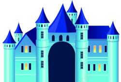 迎宾城堡蓝色卡通素材