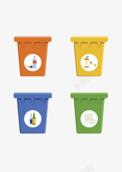 彩色简约保护环境可回收标志的垃素材