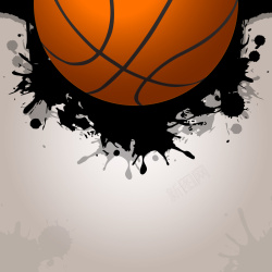 篮球比赛海报墨汁篮球背景矢量图高清图片