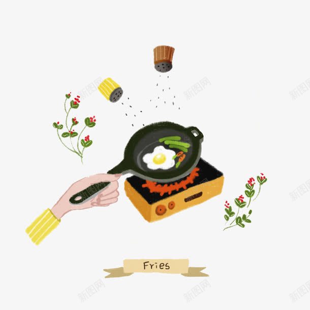 做饭的人png免抠素材_88icon https://88icon.com 卡通 叶子 平底锅 手绘 标签 树叶 水彩 食物 鸡蛋