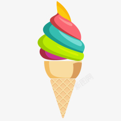 手绘卡通彩色冰淇淋素材