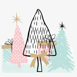圣诞节手绘圣诞树元素矢量图素材