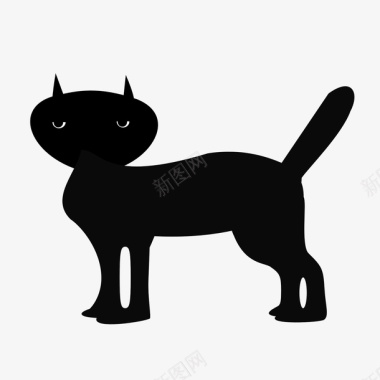 万圣节猫黑猫剪影图标图标