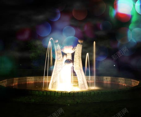梦幻光斑喷泉背景背景