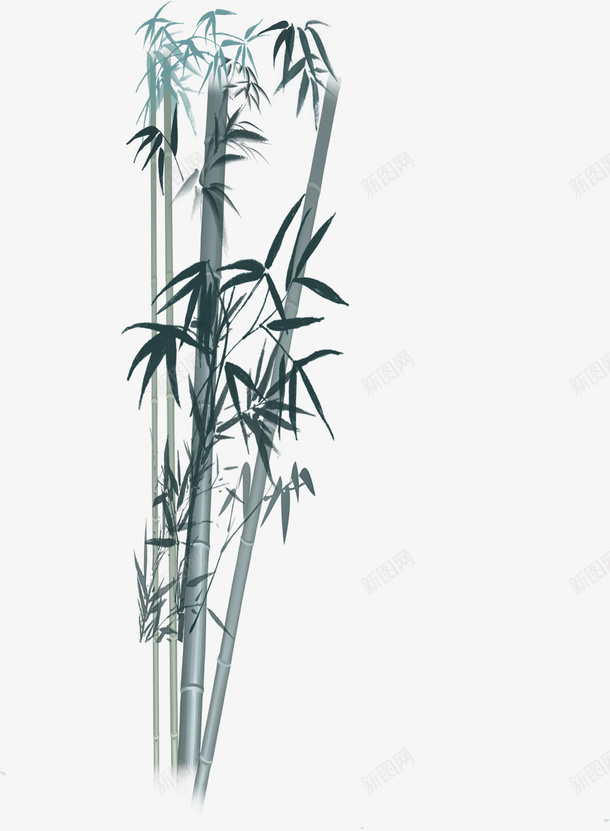 蓝色翠竹毛笔字水墨画png免抠素材_88icon https://88icon.com 毛笔字 水墨画 翠竹 蓝色