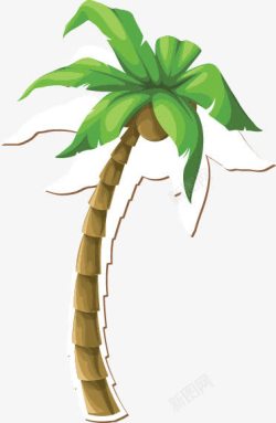 创意扁平卡通椰子树海边素材