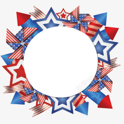 美国星条花纹标题框矢量图素材