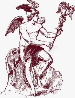 希腊神话人物素描赫尔梅斯神像希腊神话高清图片