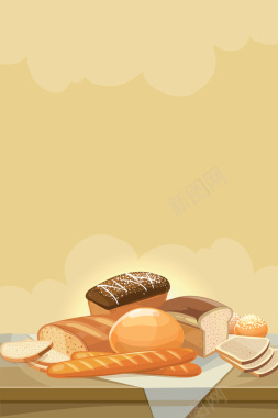 矢量卡通手绘面包美食面食背景背景