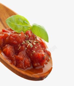 番茄酱料叶子背景勺子高清图片