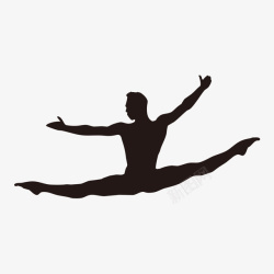 跳芭蕾舞蹈的男生剪影矢量图素材