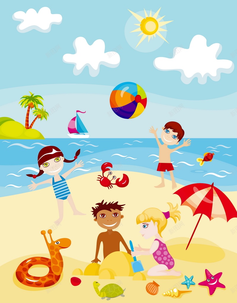 小孩沙滩玩耍矢量图ai设计背景_88icon https://88icon.com 儿童 卡通 学生 小朋友 手绘 沙滩 海滩 游戏 玩耍 童趣 矢量图
