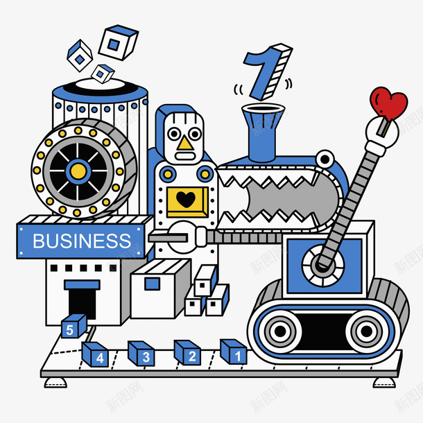 蓝色机器人png免抠素材_88icon https://88icon.com 卡通 商务 工厂 手绘 数字 机器人 水彩 爱心 蓝色