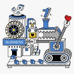 工厂商务矢量图蓝色机器人高清图片