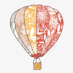 热气球水彩花纹矢量图素材