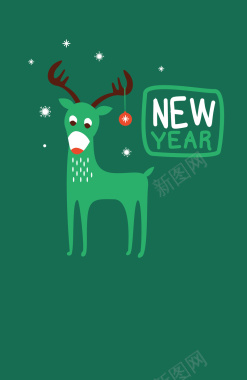 新年圣诞鹿矢量背景海报背景