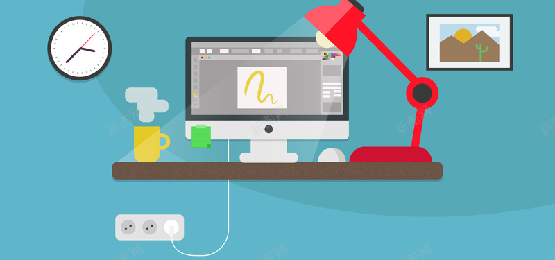 淘宝矢量卡通简洁工作台插画电脑插座海报ai设计背景_88icon https://88icon.com 卡通 工作台 插座 插画 海报 电脑 矢量 简洁 矢量图