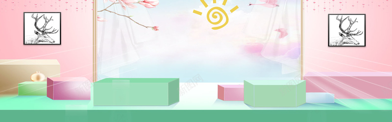 梦幻唯美立体方块夏季上新banner背景psd设计背景_88icon https://88icon.com banner背景 促销 几何 唯美 夏季上新 家居 家装 梦幻 立体方块