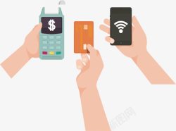 各种支付方式手拿手机信用卡高清图片