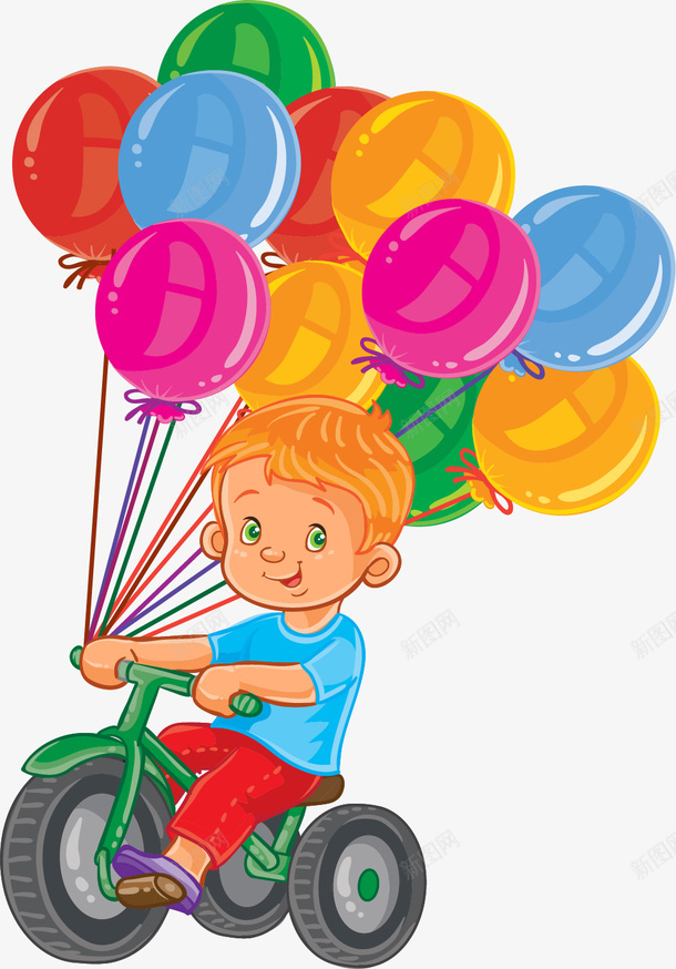 儿童脚踏车矢量图eps免抠素材_88icon https://88icon.com 儿童 卡通手绘 小男孩 彩色气球 脚踏车 骑行者 骑车 矢量图