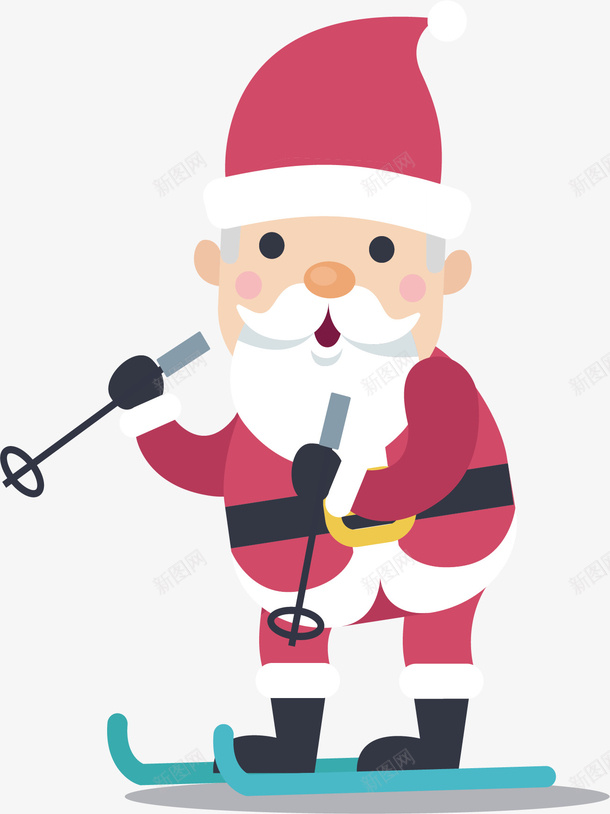 冬天滑雪的圣诞老人矢量图ai免抠素材_88icon https://88icon.com 可爱圣诞老人 圣诞老人 圣诞节 圣诞节快乐 滑雪圣诞老人 矢量png 矢量图