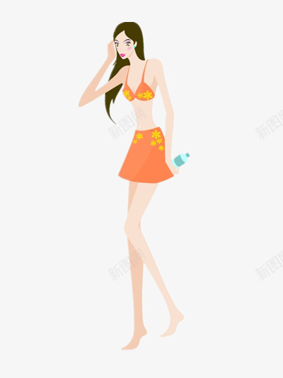 比基尼美女png免抠素材_88icon https://88icon.com 卡通女孩 手绘 水瓶 沙滩女郎 黑色