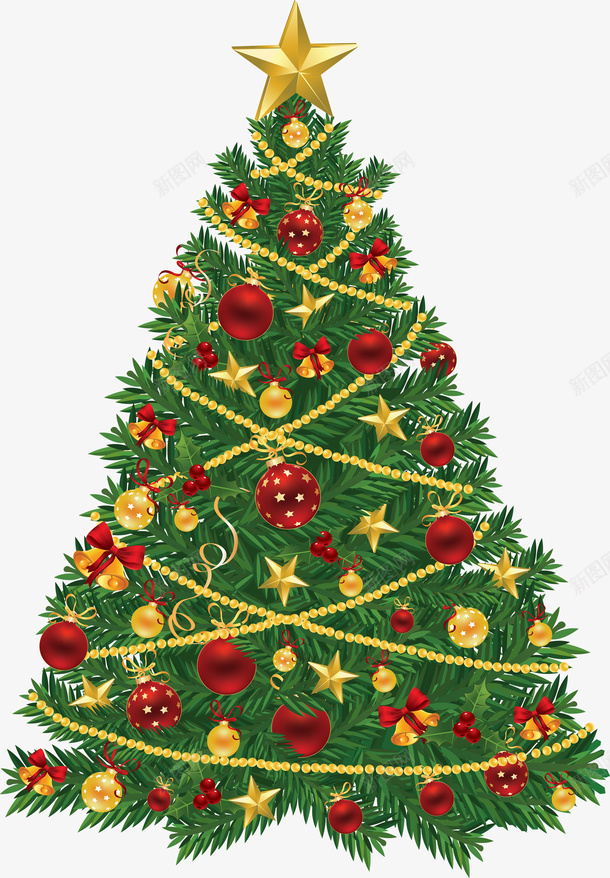 喜庆圣诞树png免抠素材_88icon https://88icon.com 圣诞树素材 圣诞树装饰