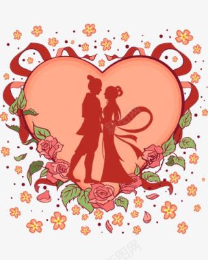 织女手绘浪漫爱心七夕图标图标