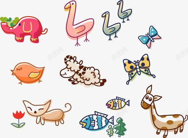 合成创意卡通手绘小动物png免抠素材_88icon https://88icon.com 创意 动物 卡通 合成