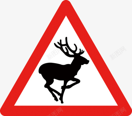 指示牌png注意避让鹿矢量图图标图标