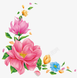 手绘粉色花朵图案素材
