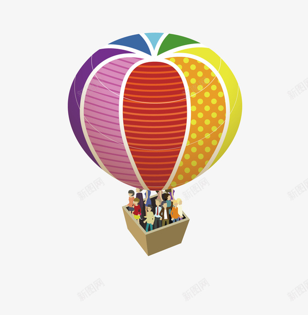 乘坐着热气球的人们矢量图ai免抠素材_88icon https://88icon.com 人 彩色热气球 插画 热气球 矢量图