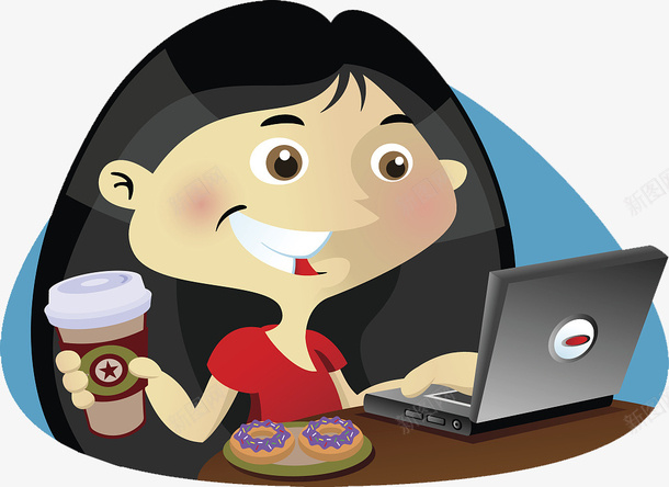 边工作边喝咖啡的女孩png免抠素材_88icon https://88icon.com 卡通插图 咖啡 喝咖啡人物 喝咖啡的人 女孩 工作 笔记本电脑 纸杯