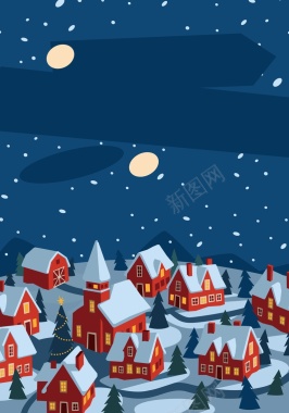圣诞雪屋背景模版矢量图背景