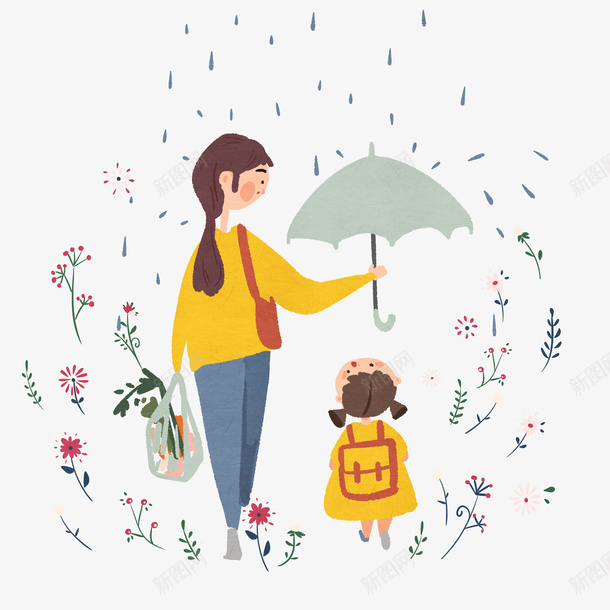 母亲打伞保护孩子png免抠素材_88icon https://88icon.com 下雨 保护 儿童 拿着伞 撑着雨伞的 母亲节 温馨