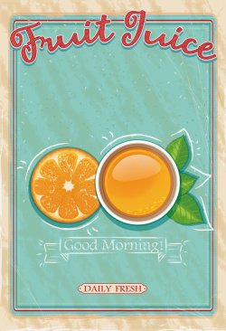 橙汁艺术字复古橙汁果汁海报背景矢量图高清图片