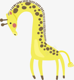可爱卡通黄色长颈鹿矢量图素材