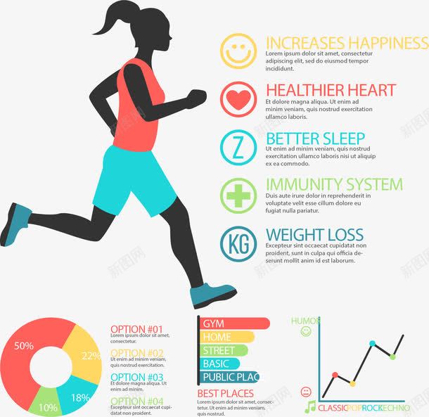 跑步指标监测png免抠素材_88icon https://88icon.com 健身指导 矢量素材 肌肉女 跑步健身 身体指标
