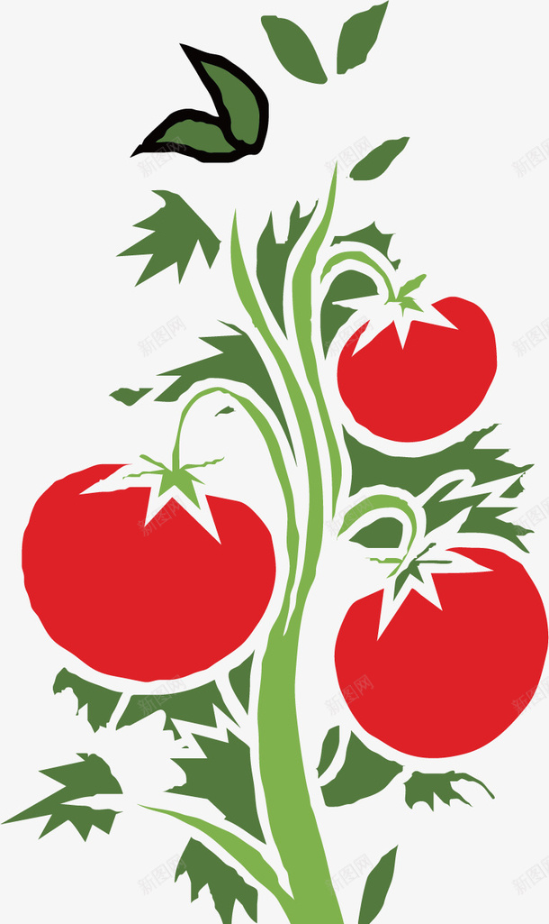 茁壮生长的番茄树矢量图ai免抠素材_88icon https://88icon.com 农作物 叶子 生长 番茄 绿叶 食物 饮食 矢量图