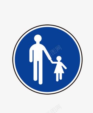 蓝色信号标志交通指示标志圆形蓝色图案图标图标