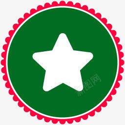 绿色手绘圆形创意五角星图标图标
